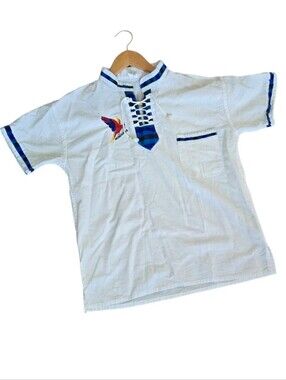 Vintage 90s Honduras Macaw Lace Up Shirt Mens M #132